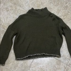 Forest Green crop turtleneck sweater